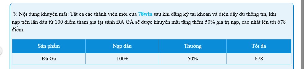 Nạp đầu đá gà thưởng 50%